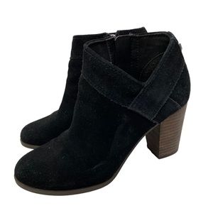 Koolaburra Black Suede Ankle Booties with Stacked Heel